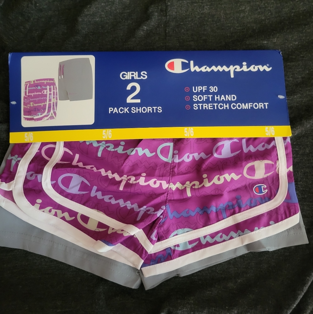 NWT CHAMPIONS 2 pack girl shorts size 5/6